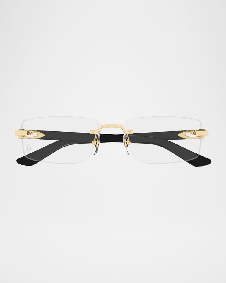 Men's Metal C-Hinge Rectangle Optical Frames by CARTIER