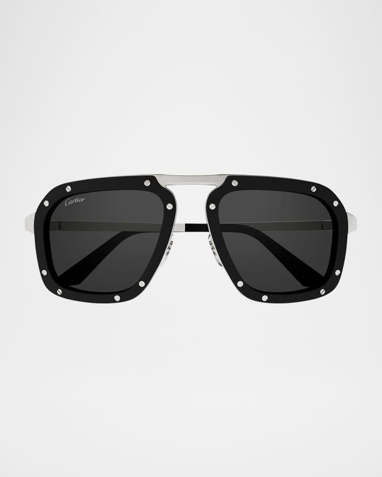 Men's Oversized Metal Rectangle Sunglasses by CARTIER