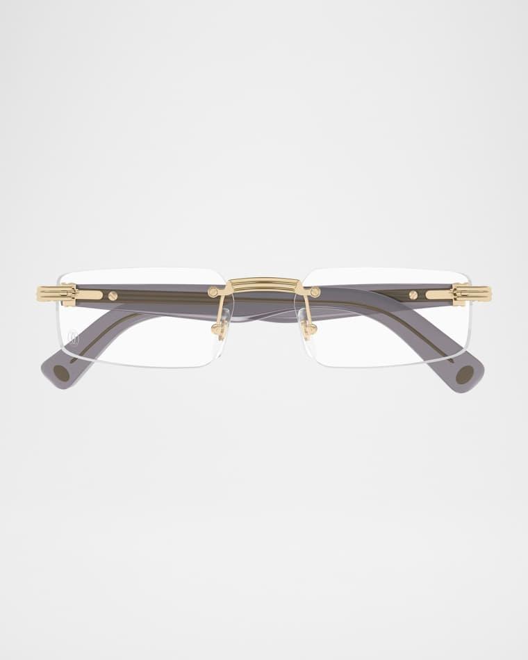 Men's Rimless Rectangle Acetate & Metal Optical Glasses by CARTIER
