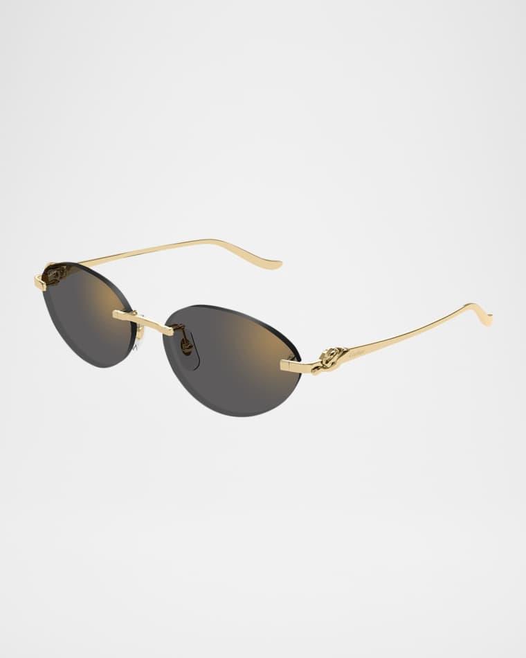 Panthère Rimless Metal Oval Sunglasses by CARTIER