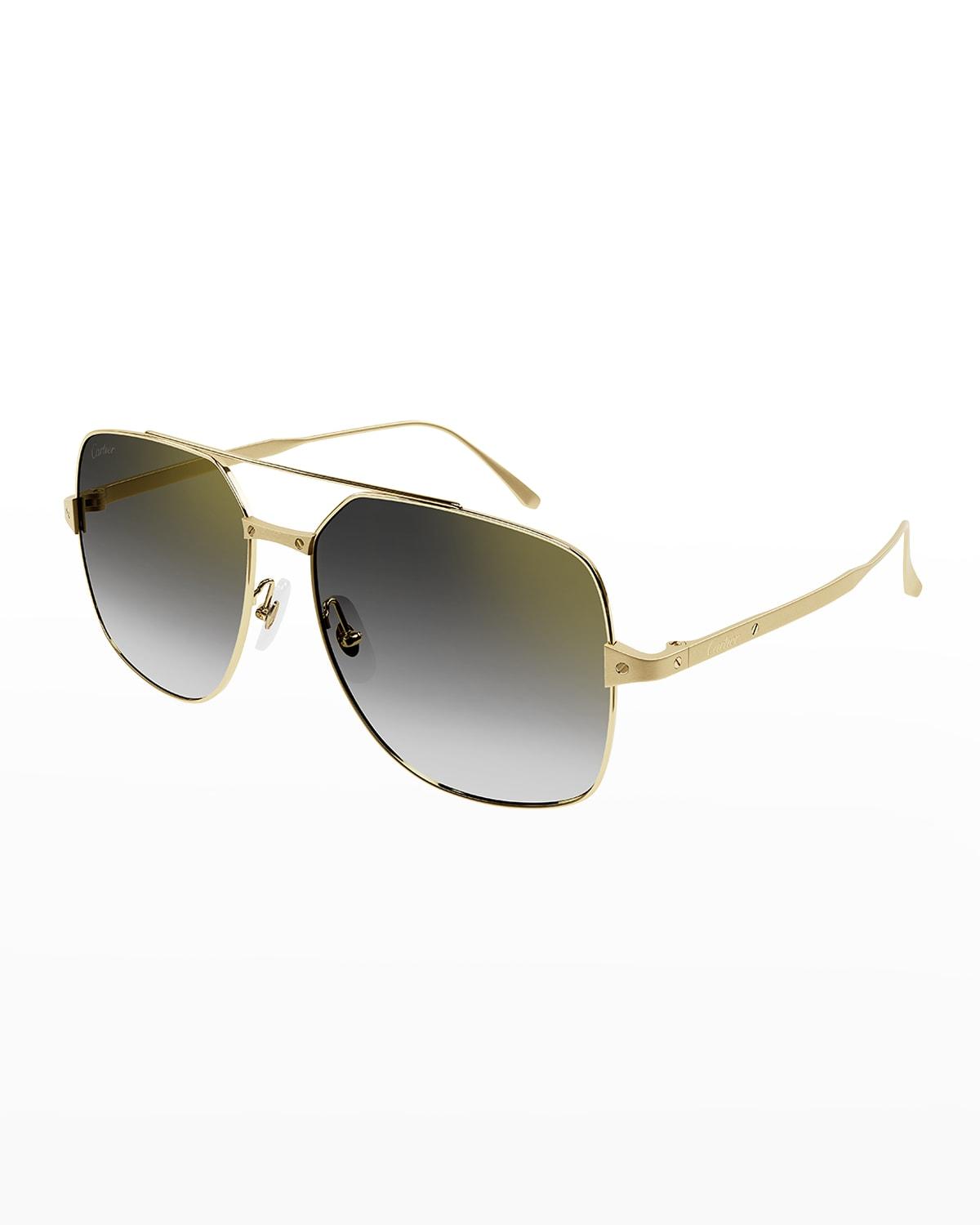 Rectangle Metal Aviator Sunglasses by CARTIER