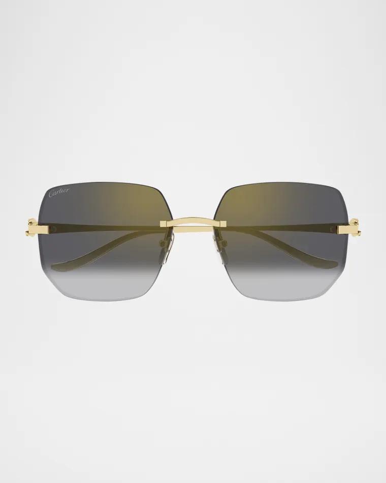 Rimless Metal Butterfly Sunglasses by CARTIER