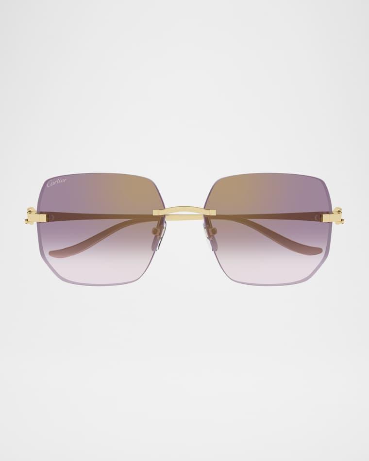 Rimless Metal Butterfly Sunglasses by CARTIER