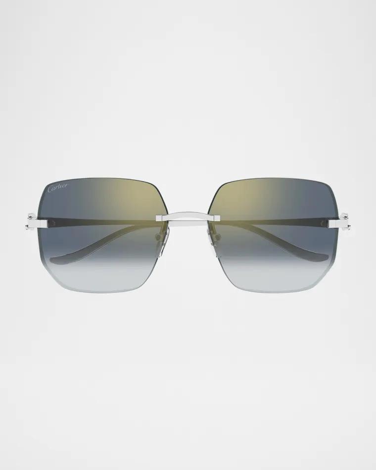 Rimless Metal Butterfly Sunglasses by CARTIER