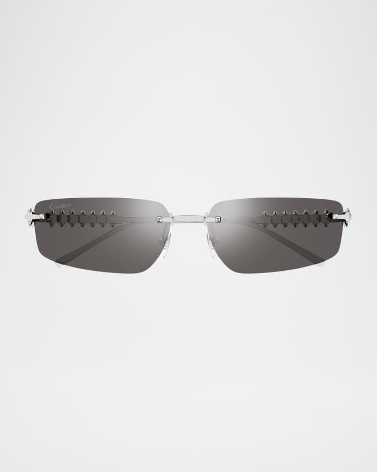 Rimless Metal Rectangle Sunglasses by CARTIER