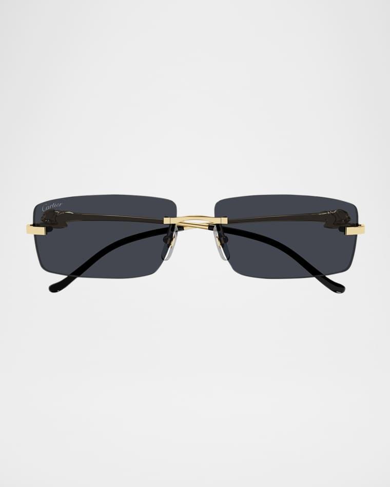 Rimless Metal Rectangle Sunglasses by CARTIER