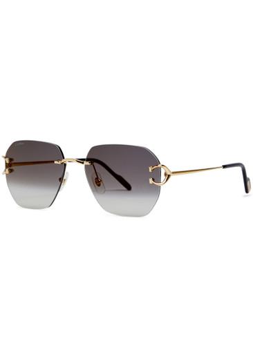 Rimless square-frame sunglasses by CARTIER