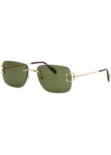 Signature C De Cartier rimless rectangle-frame sunglasses by CARTIER
