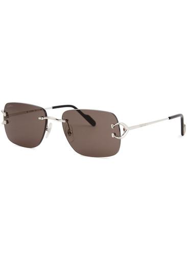 Signature C De Cartier rimless rectangle-frame sunglasses by CARTIER