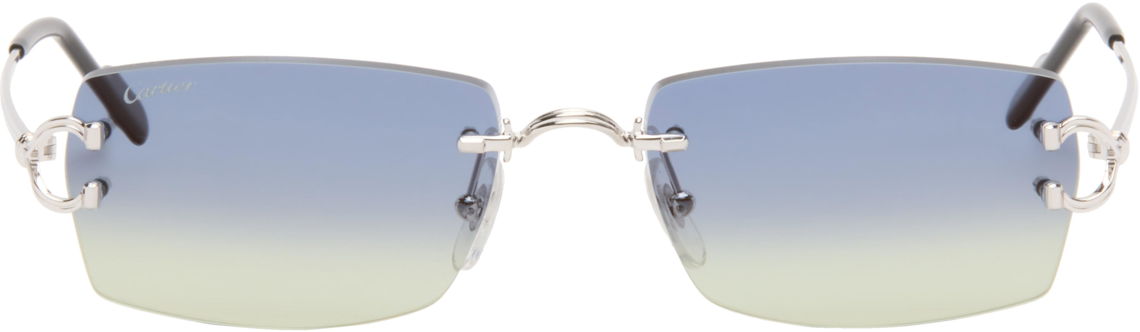 Silver Classic C Motif Sunglasses by CARTIER