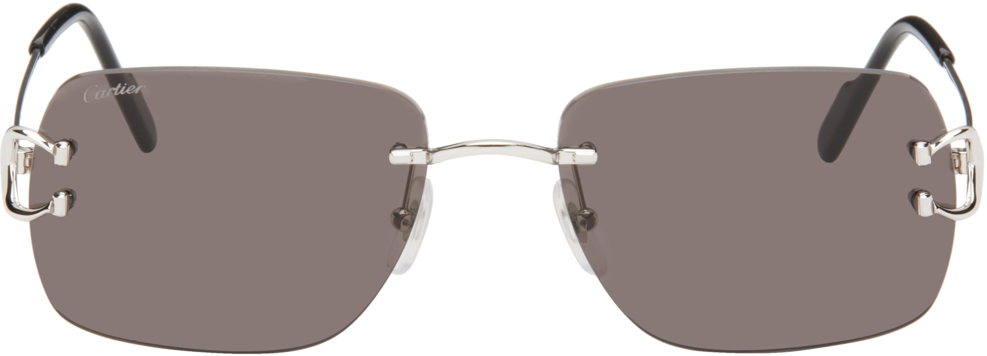 Silver Classic C Motif Sunglasses by CARTIER