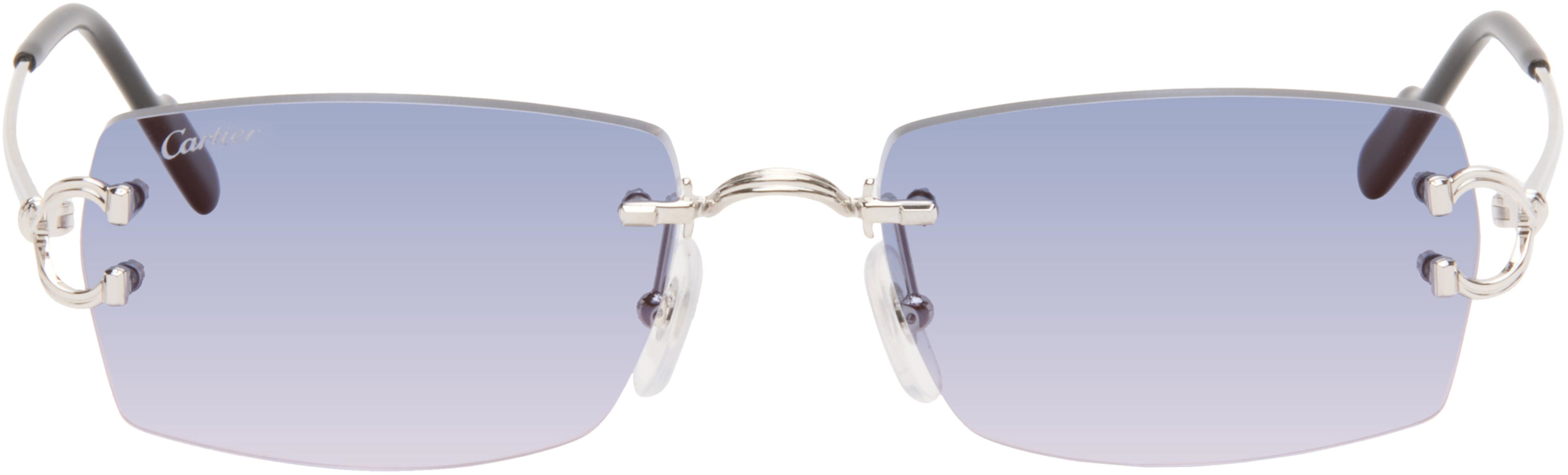 Silver Classic C Motif Sunglasses by CARTIER