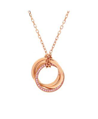 Trinity Pendant Necklace 18K Rose Gold with Pave Pink Sapphires 17.50" by  CARTIER