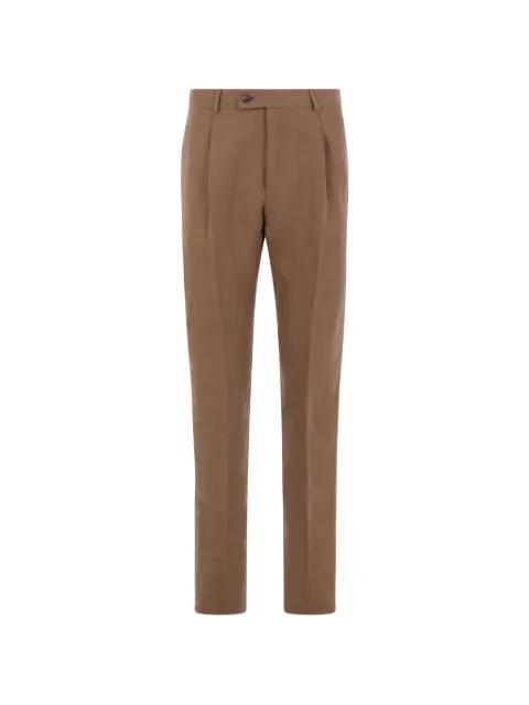 pleated linen tailored trousers by CARUSO
