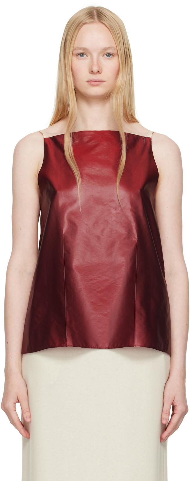 Red Pressed Silk Vest Top by CARVEN