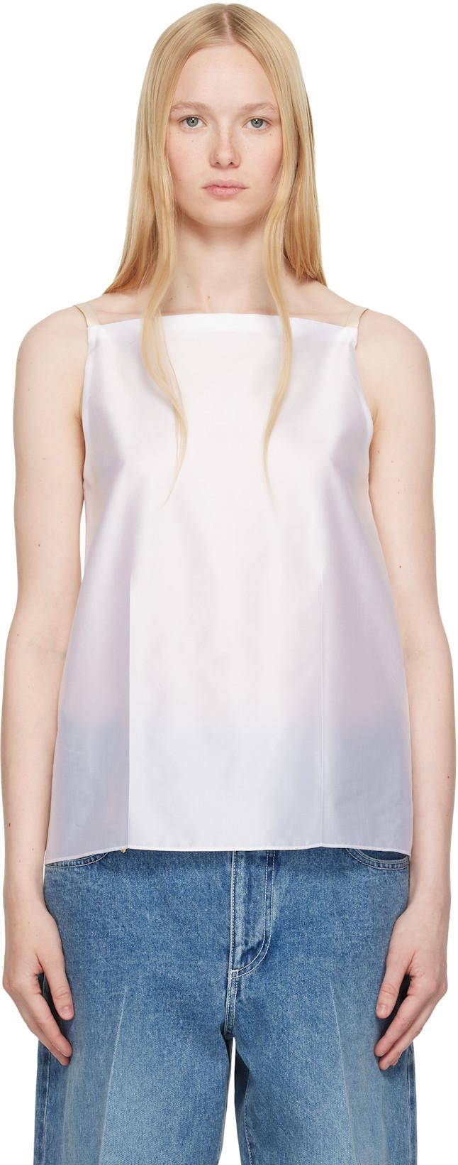 White Pressed Silk Vest Top by CARVEN
