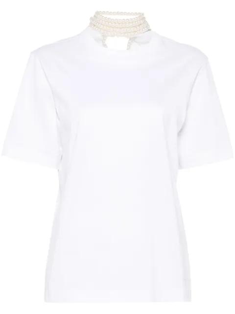 faux-pearl-embellishment T-shirt by CARVEN