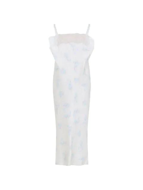 floral-print lace-trim midi dress by CARVEN