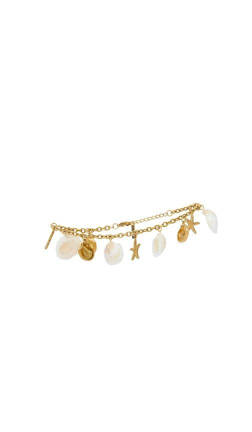 Casa Clara Eva Beach Anklet in Metallic Gold,White by CASA CLARA