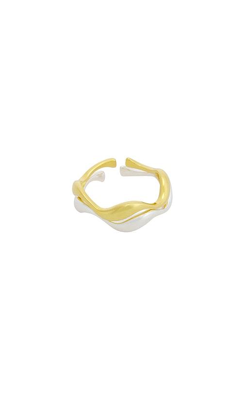 Casa Clara Hele Asymmetric Ring Duo in Metallic Gold,Metallic Silver by CASA CLARA
