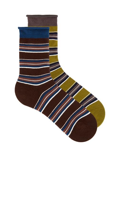 Casa Clara Poco Sock Set in Brown,Green by CASA CLARA