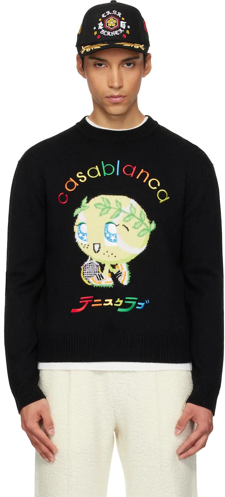 Black Character Intarsia Crew Sweater by CASABLANCA
