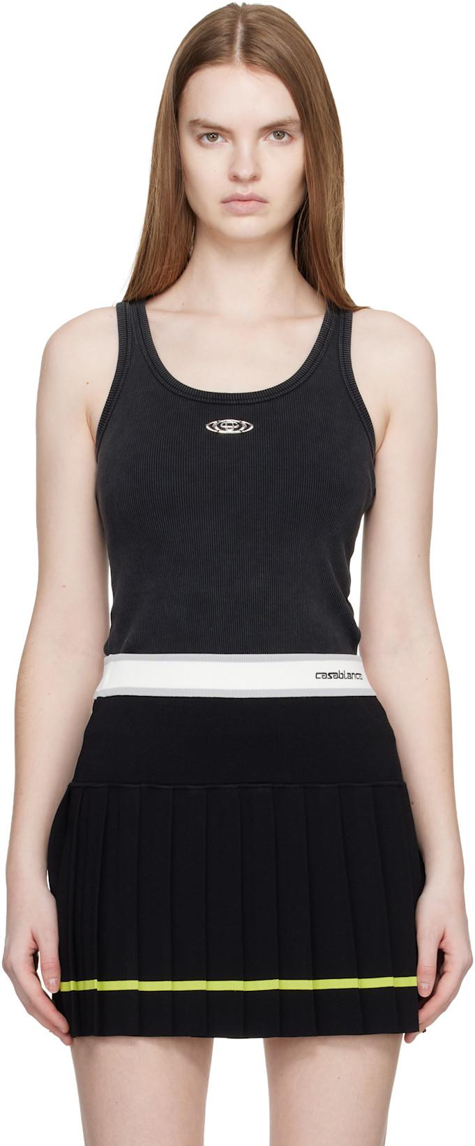 Black Corrosion Ribbed Tank Top by CASABLANCA