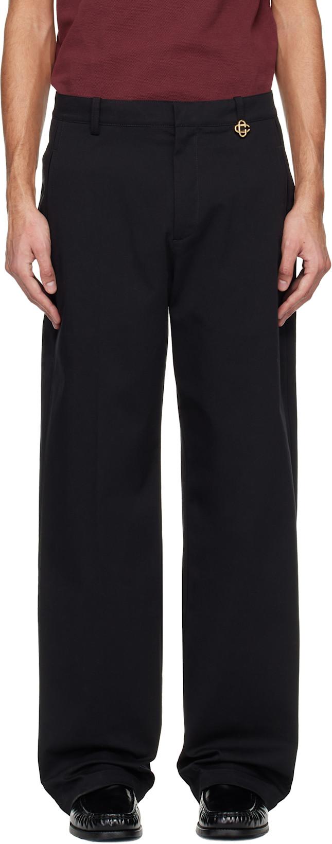 Black Cotton Chino Trousers by CASABLANCA
