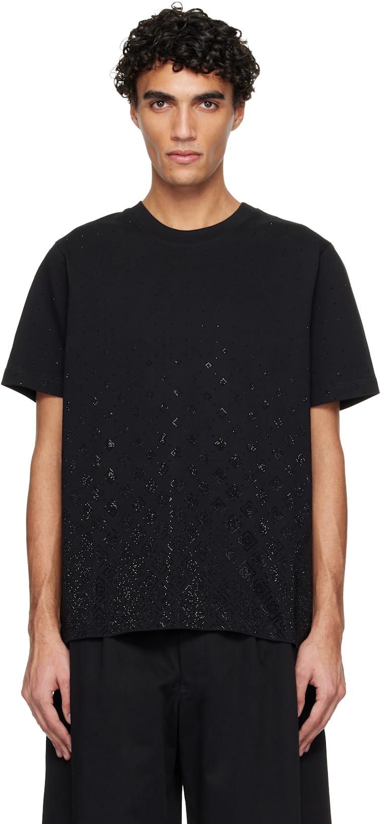 Black Crystal Monogram Logo Short Sleeve T‑shirt by CASABLANCA