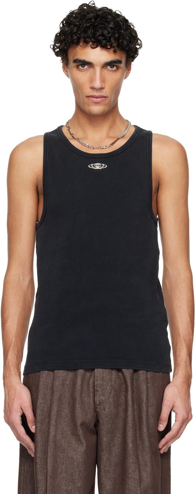 Black Faded Ribbed Tank Top by CASABLANCA