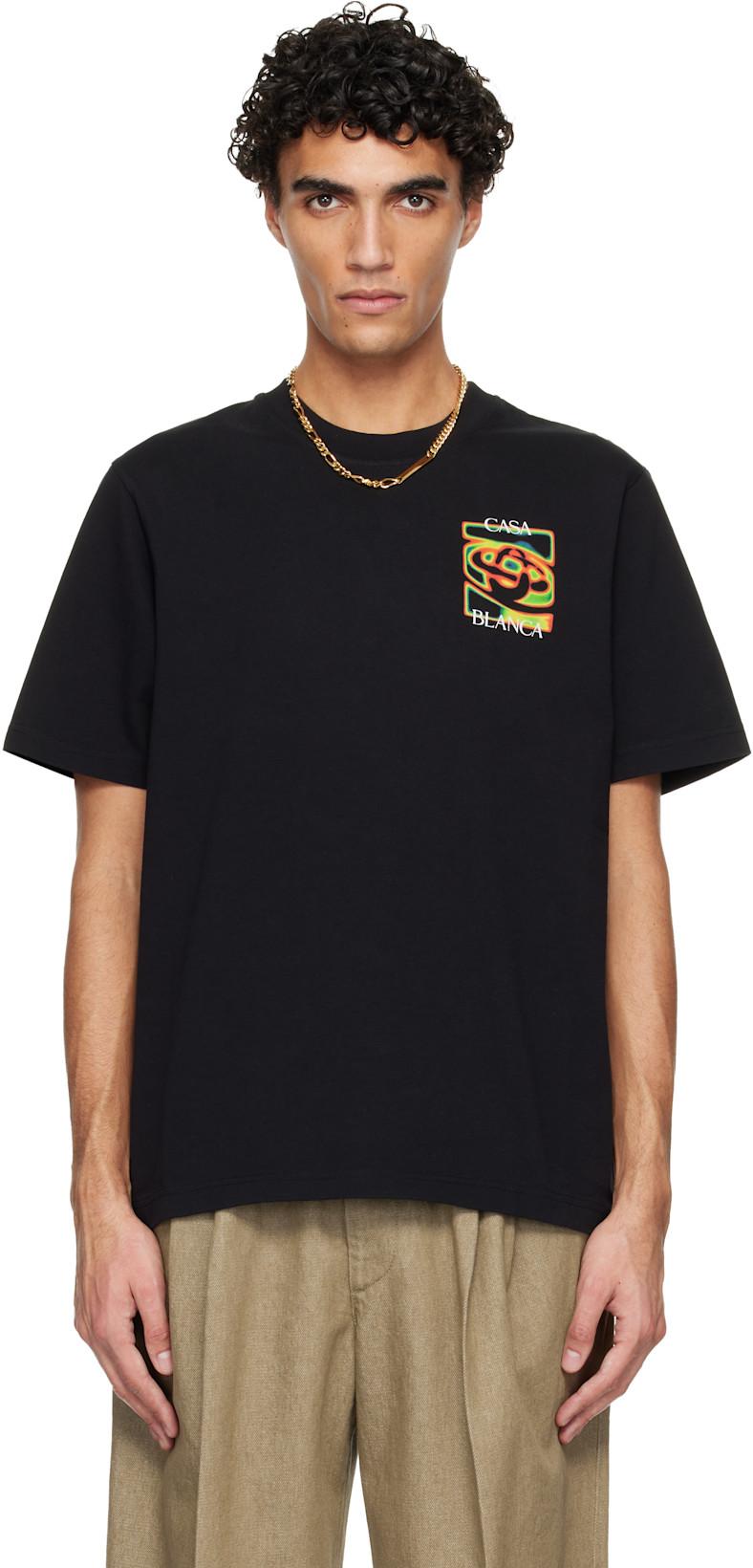Black Heat Map Logo Short Sleeve T‑shirt by CASABLANCA