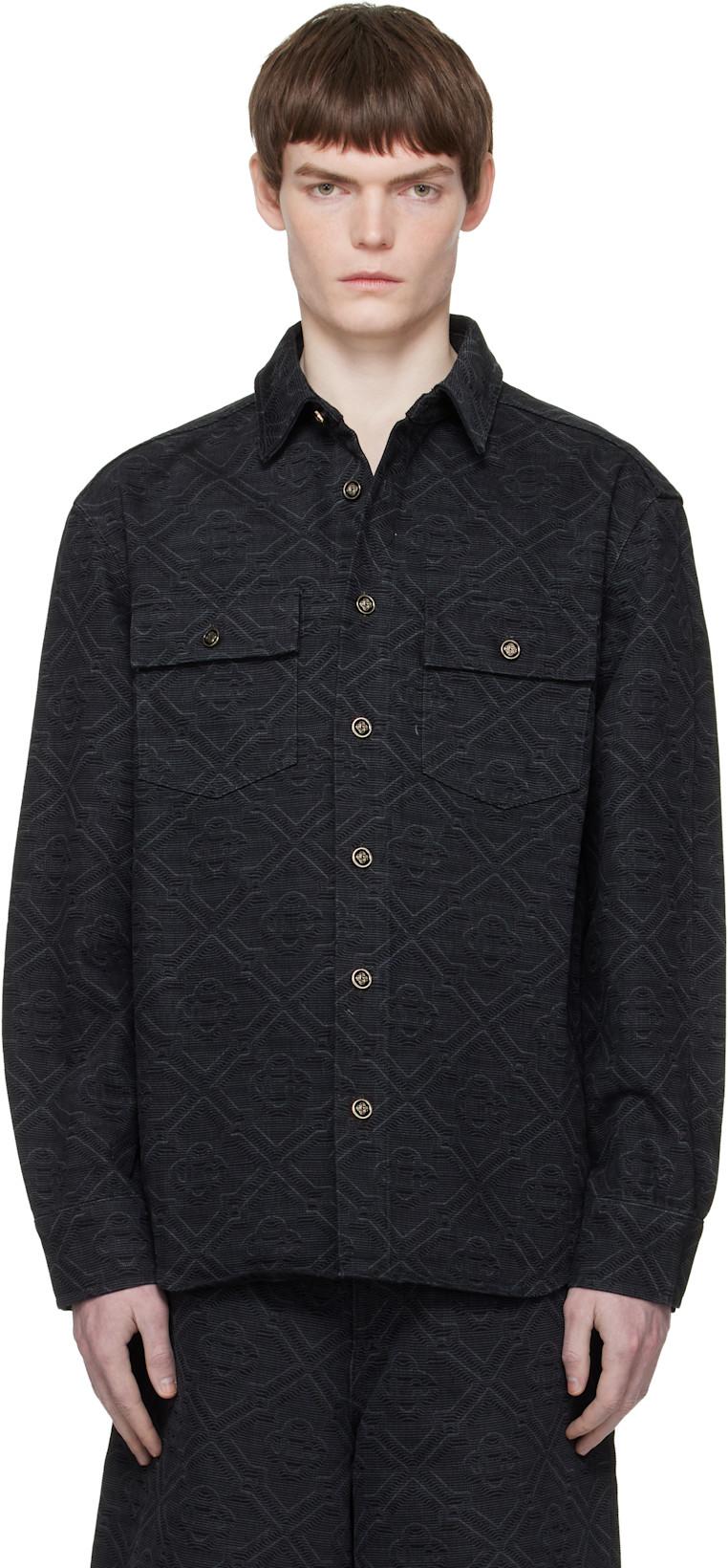 Black Laser Monogram Denim Shirt by CASABLANCA