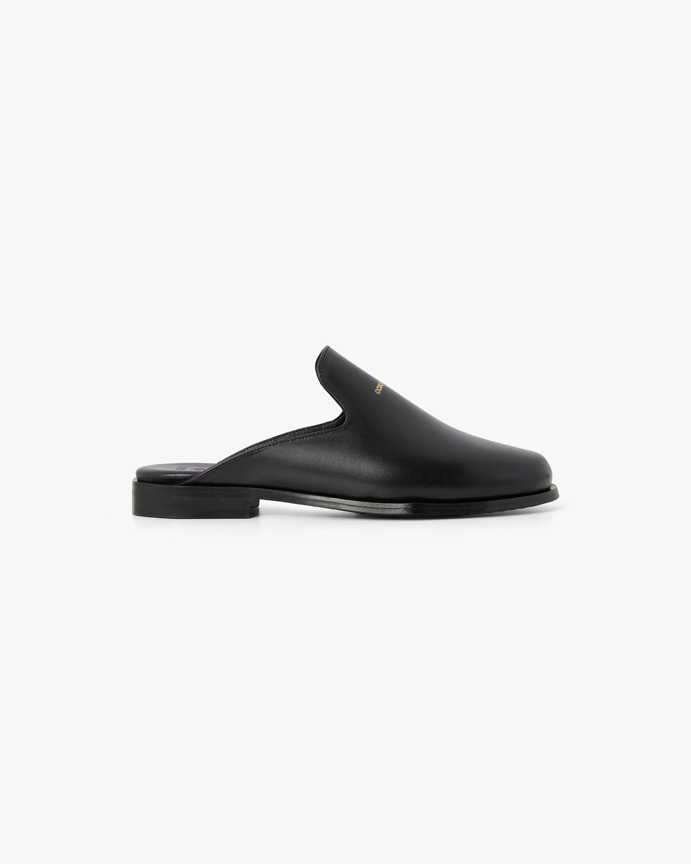 Black Leather Loafer Mule by CASABLANCA