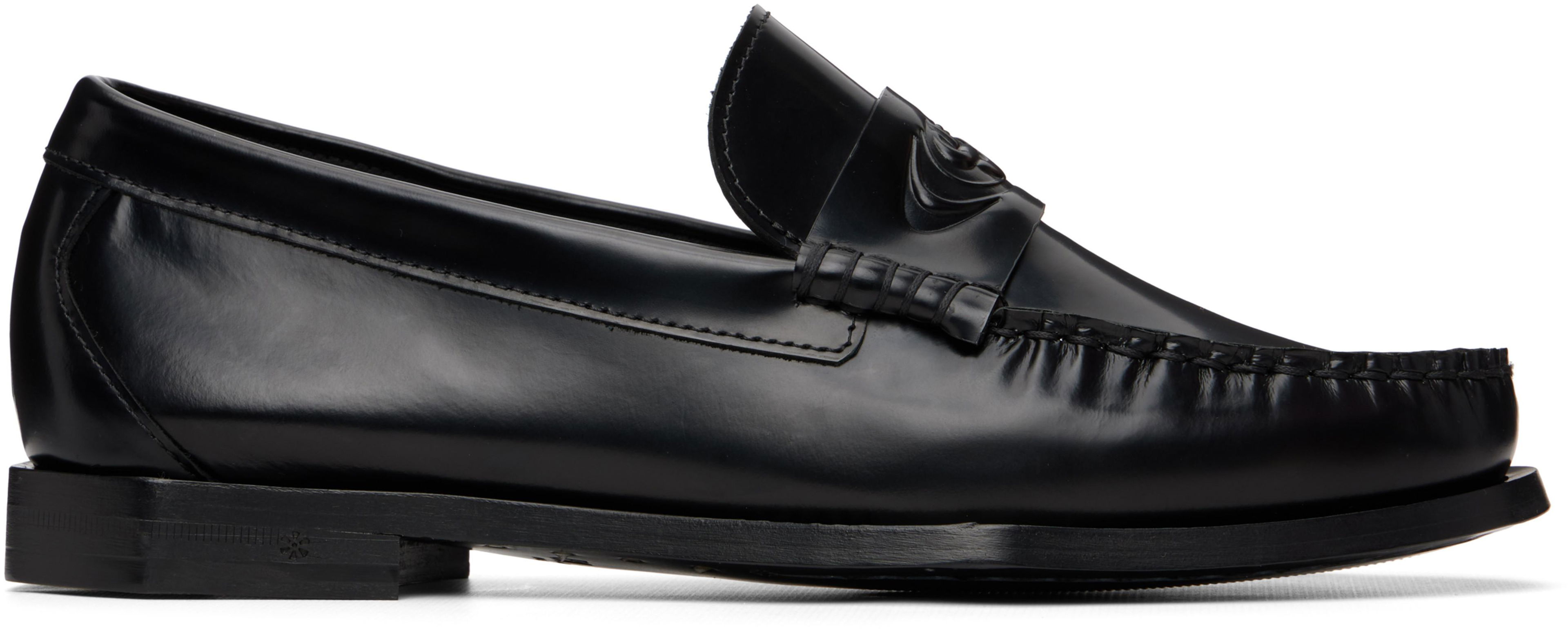 Black Leather Loafers by CASABLANCA