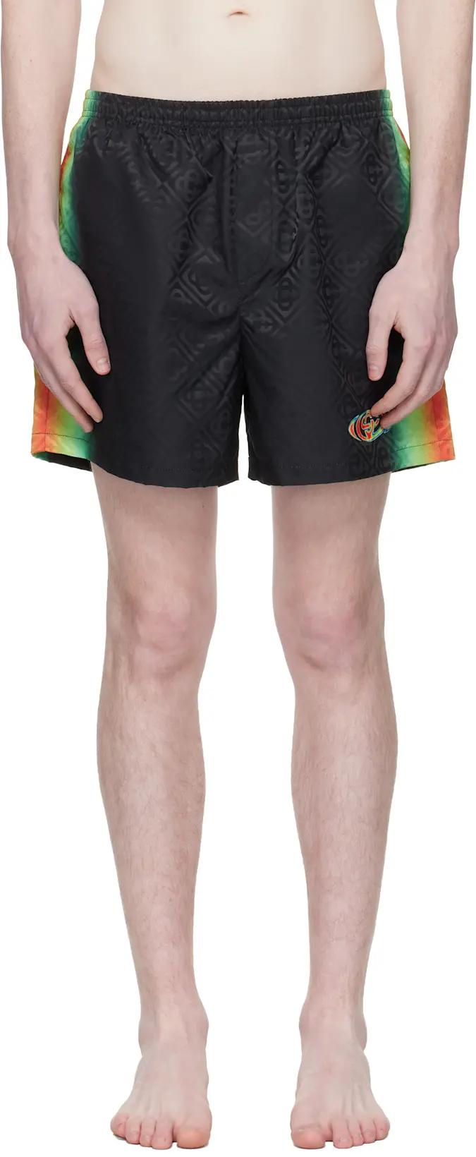 Black Monogram Swim Shorts by CASABLANCA