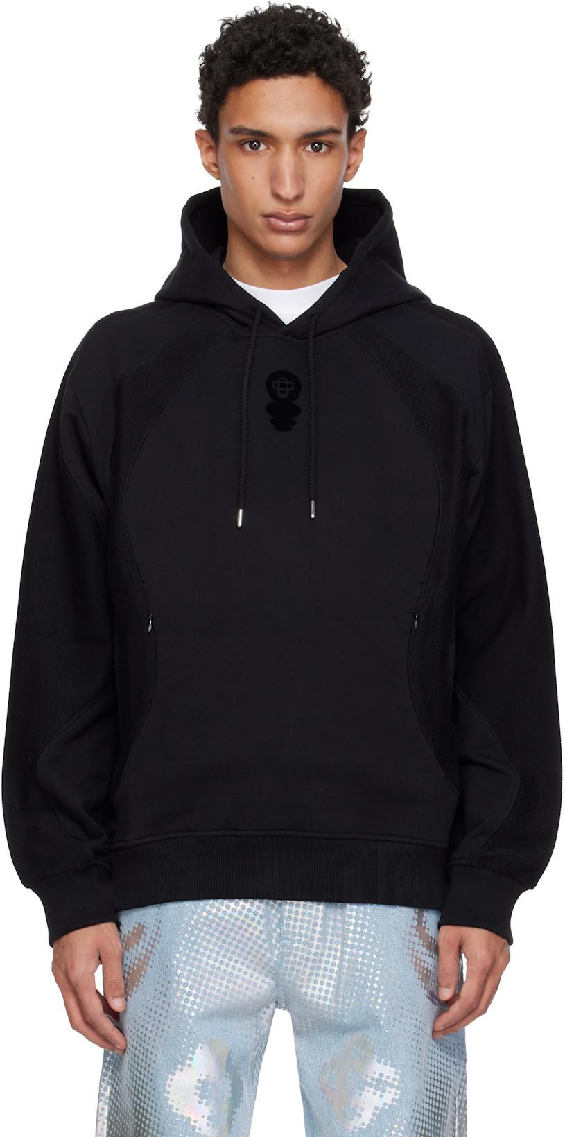 Black Squash Logo Flock Print Hoodie by CASABLANCA