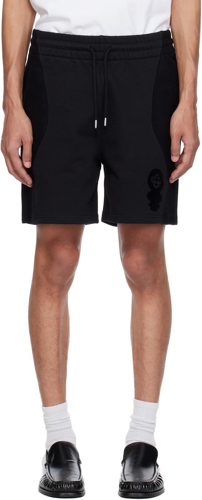 Black Squash Logo Flock Print Sweat Shorts by CASABLANCA