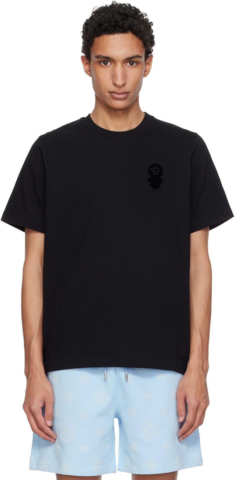 Black Squash Logo Flock Short Sleeve T‑shirt by CASABLANCA