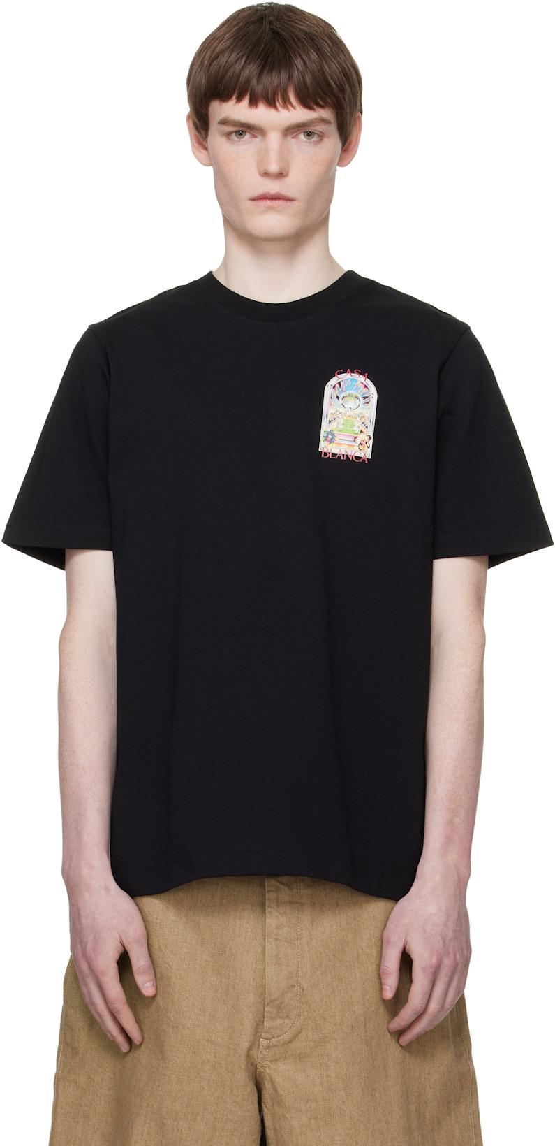 Black Tennis Landscape Short Sleeve T‑shirt by CASABLANCA