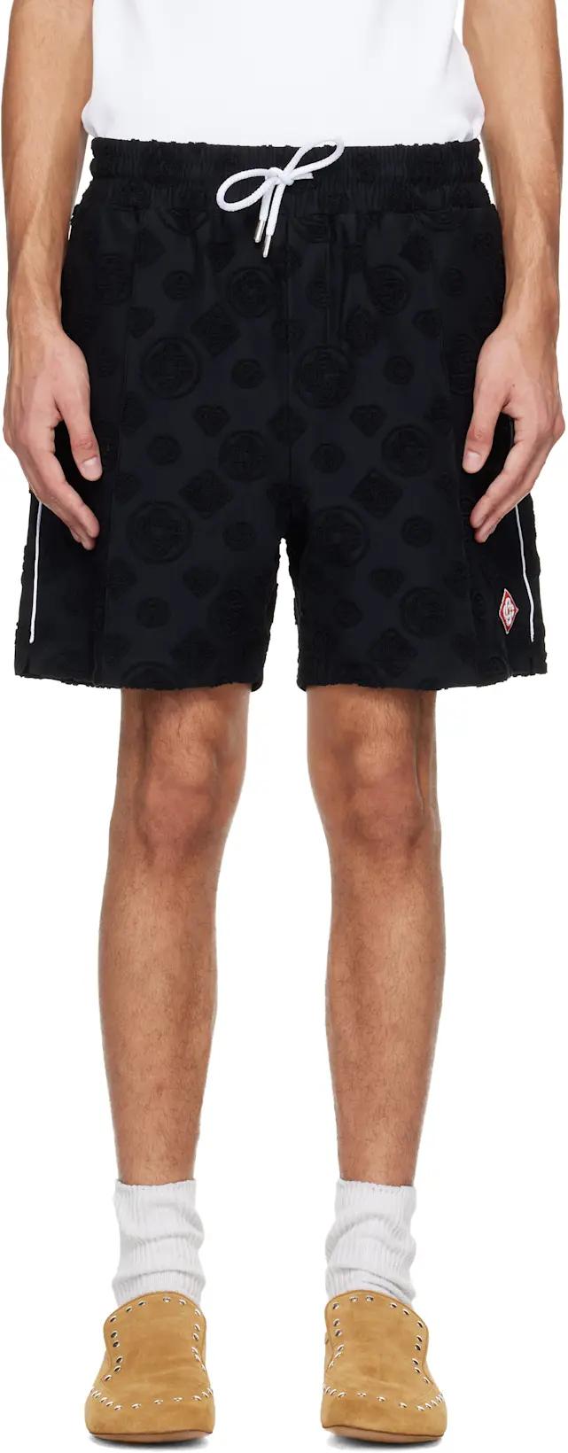 Black Towelling Monogram Shorts by CASABLANCA