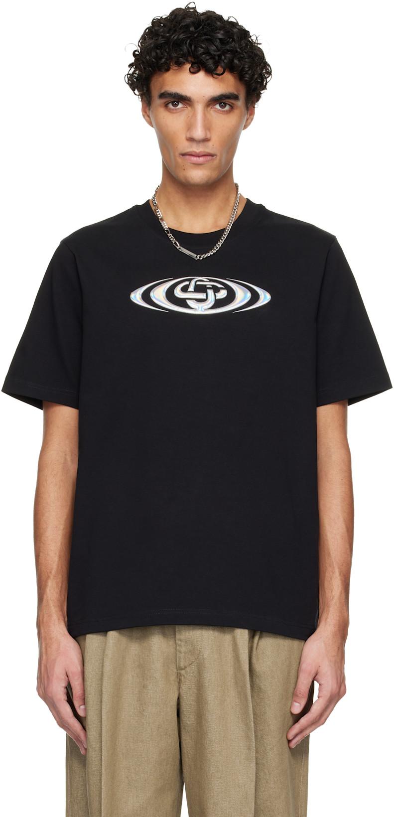 Black Warped Logo Short Sleeve T‑shirt by CASABLANCA