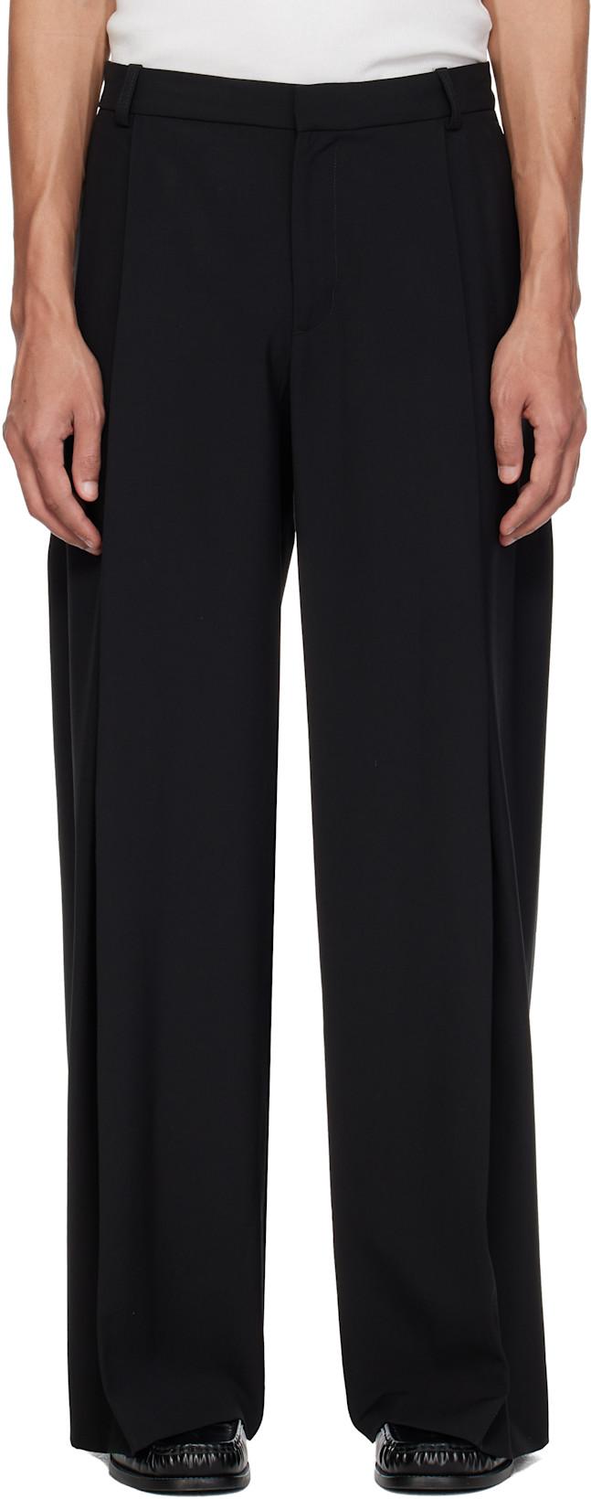 Black Wool Pleated Trousers by CASABLANCA