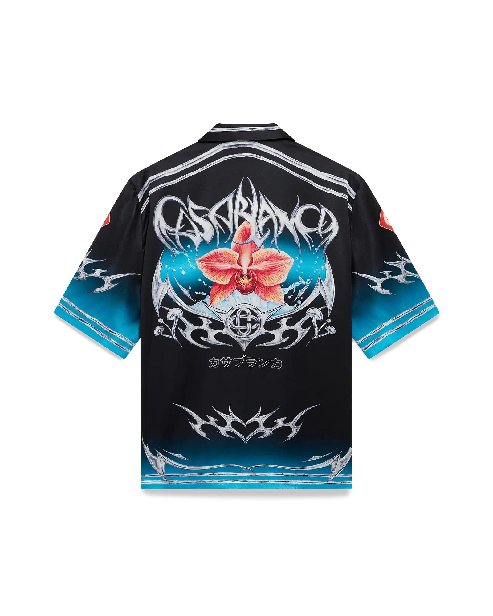 Blades  Short Sleeve Silk Satin Shirt by CASABLANCA