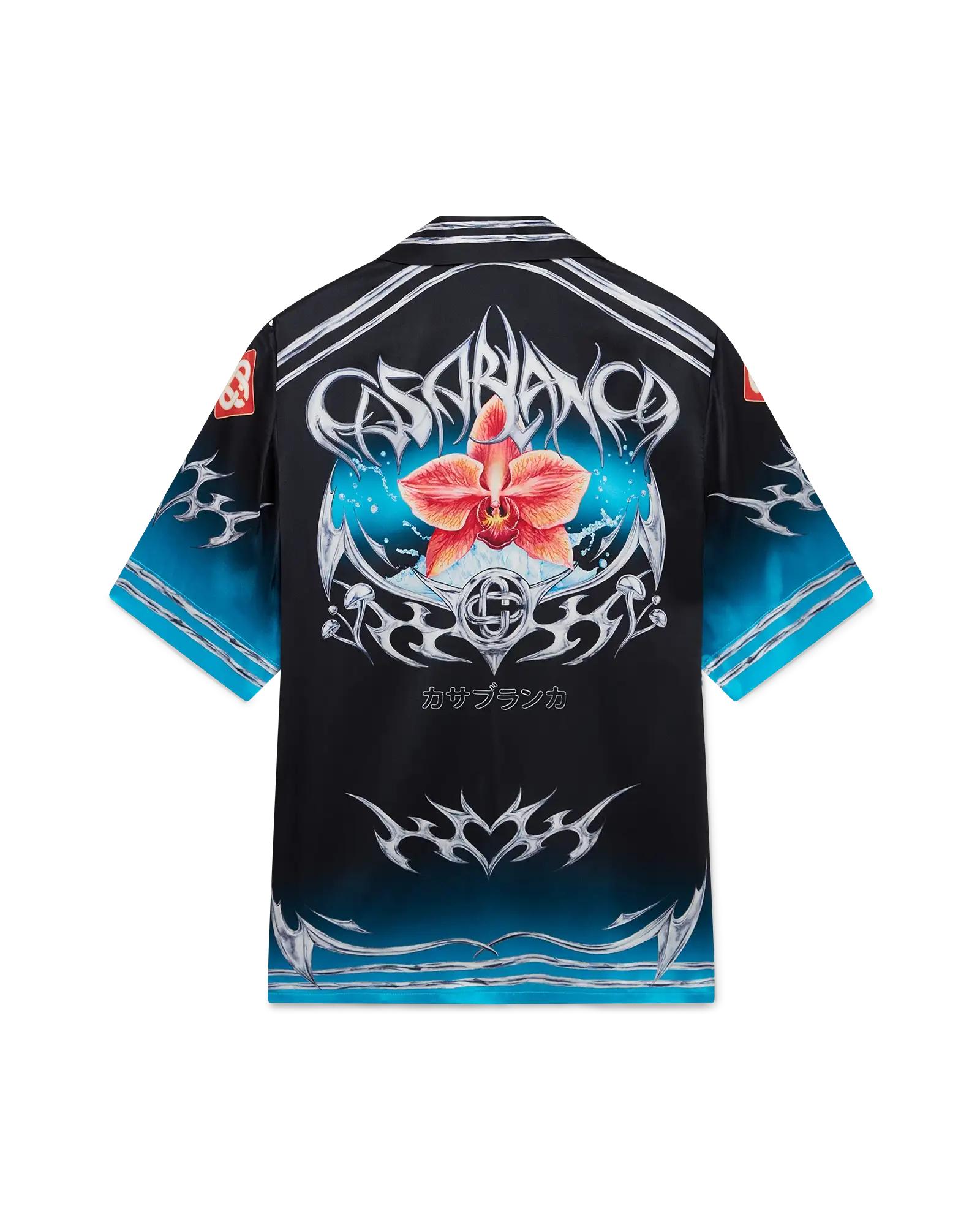 Blades Short Sleeve Silk Satin Shirt by CASABLANCA