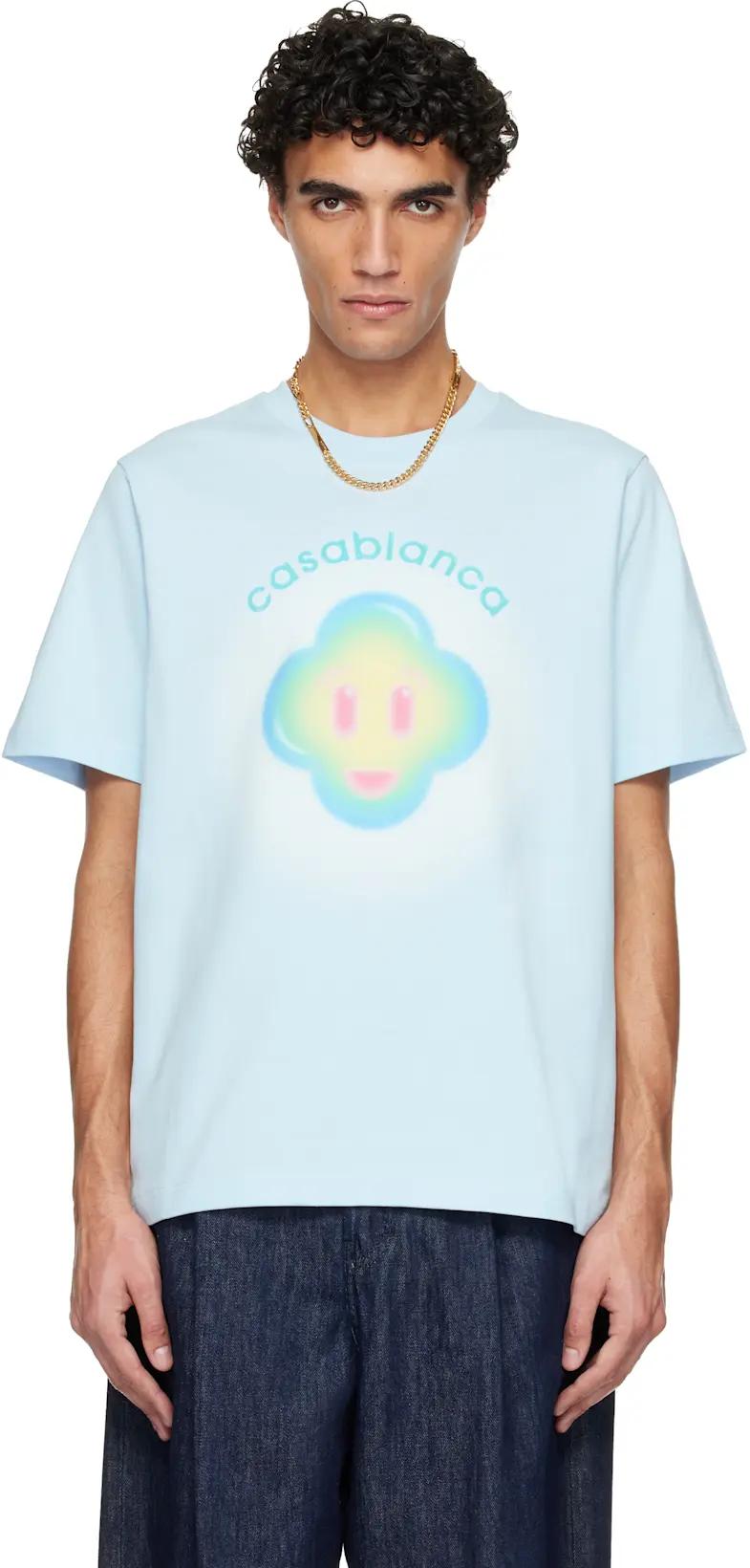 Blue Airbrush Smiley Classic T-shirt by CASABLANCA