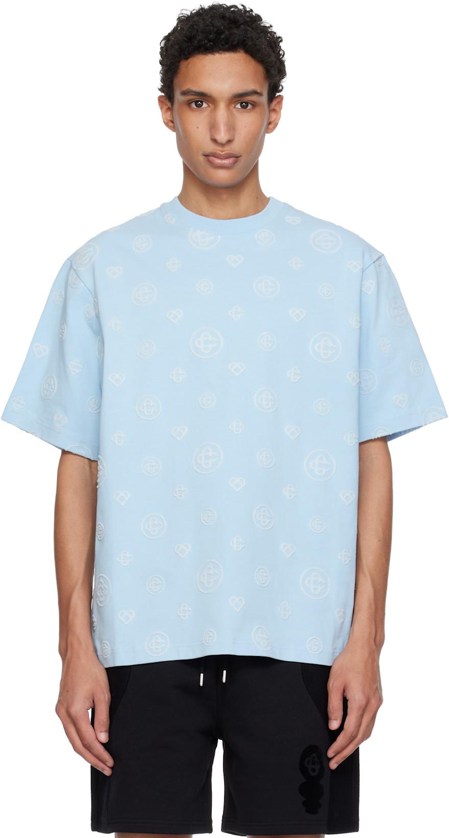 Blue Applique Monogram Oversized Short Sleeve T‑shirt by CASABLANCA