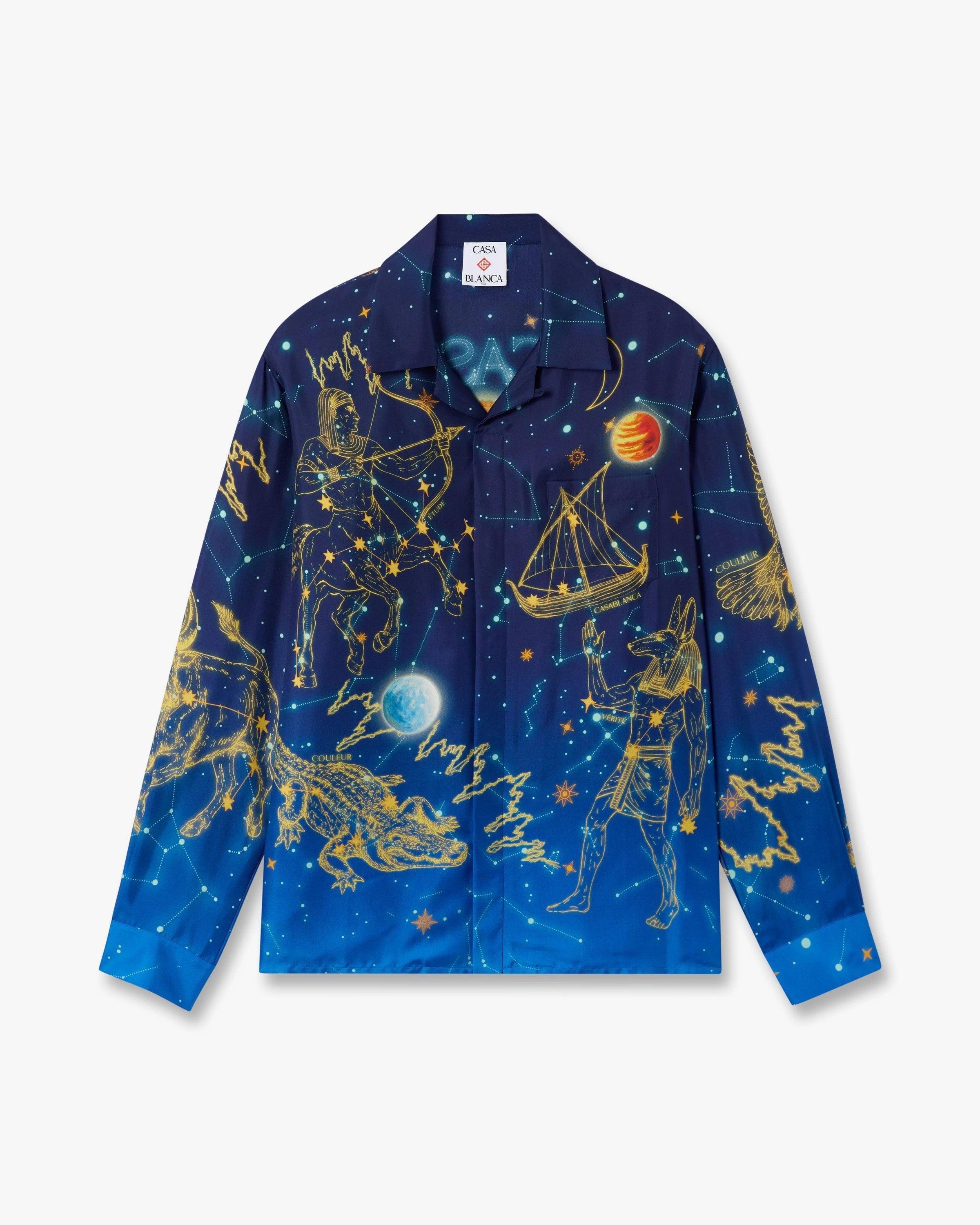 Blue Astrology Long Sleeve Silk Shirt by CASABLANCA