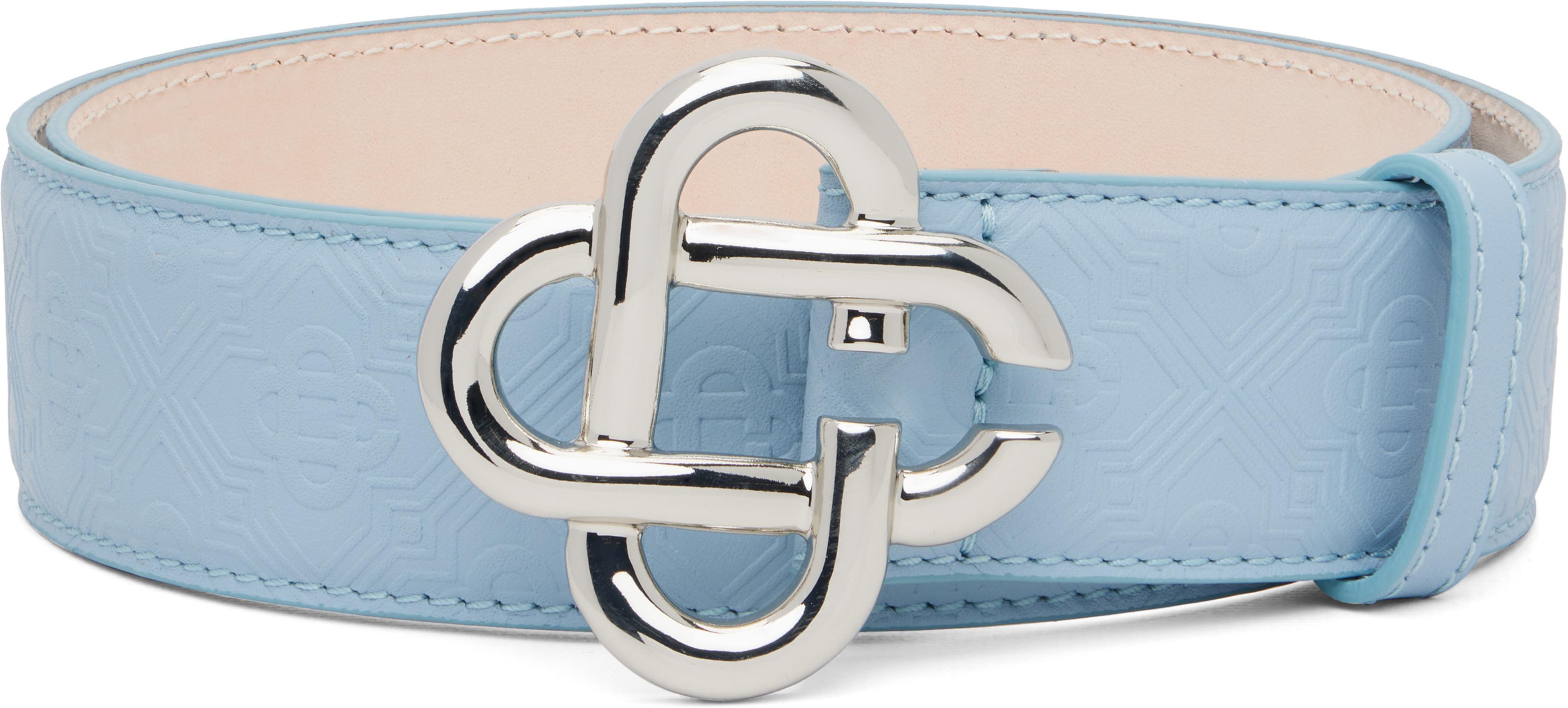 Blue CC Logo Buckle Belt by CASABLANCA