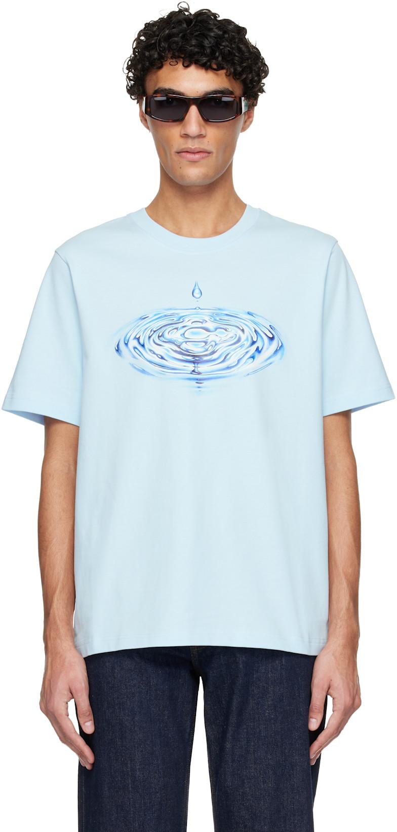 Blue Drip Logo Short Sleeve T‑shirt by CASABLANCA