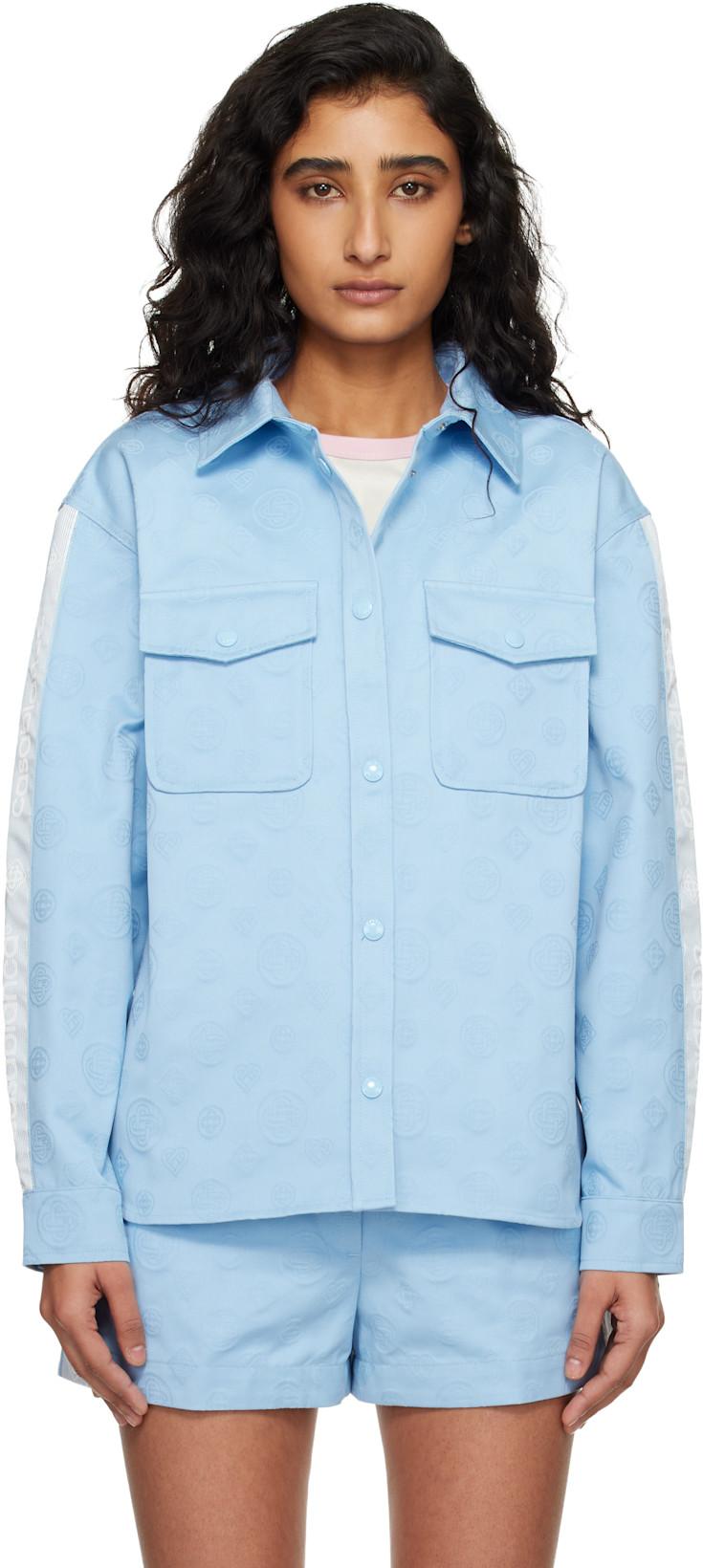 Blue Monogram Oversized Shirt by CASABLANCA